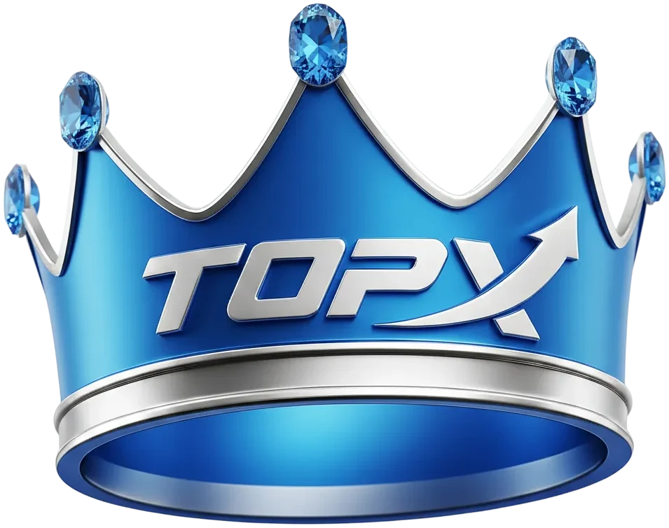 Corona con el logotipo de TopX